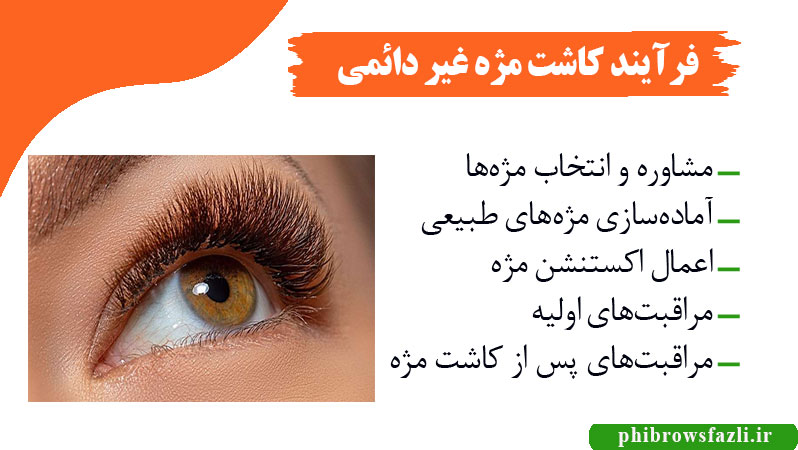 فرآیند کاشت مژه غیر دائمی (اکستنشن مژه)